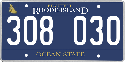 RI license plate 308030