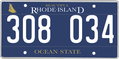 RI license plate 308034