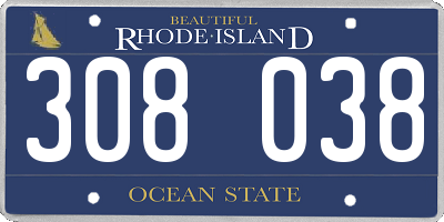 RI license plate 308038