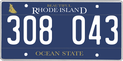RI license plate 308043