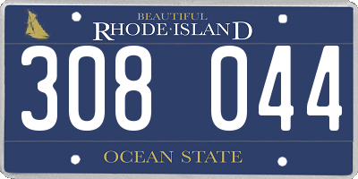 RI license plate 308044