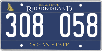 RI license plate 308058