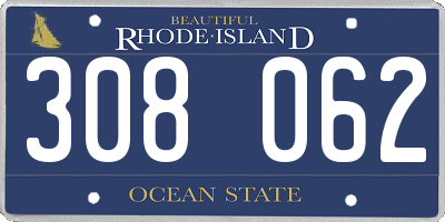 RI license plate 308062