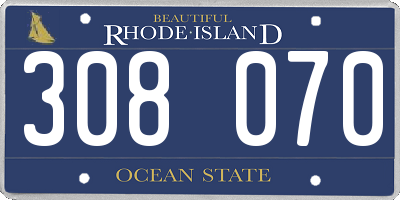 RI license plate 308070