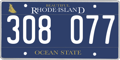 RI license plate 308077