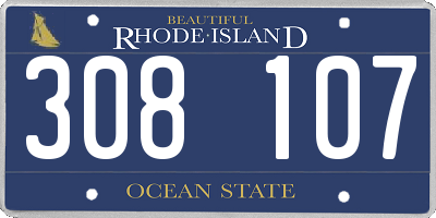 RI license plate 308107