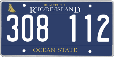 RI license plate 308112