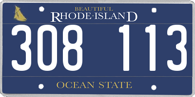 RI license plate 308113