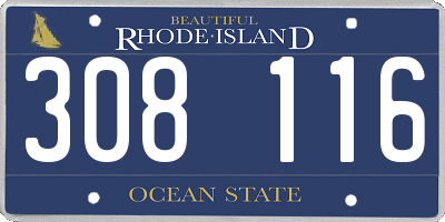 RI license plate 308116