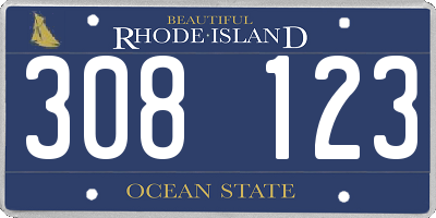 RI license plate 308123