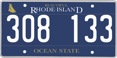 RI license plate 308133