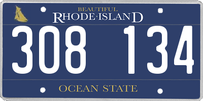 RI license plate 308134