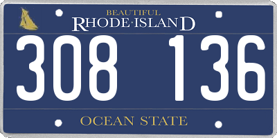 RI license plate 308136