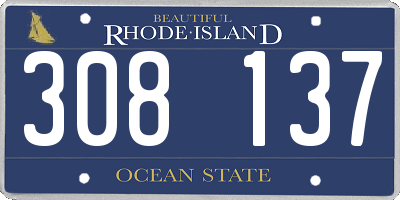 RI license plate 308137