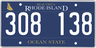 RI license plate 308138