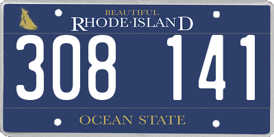 RI license plate 308141