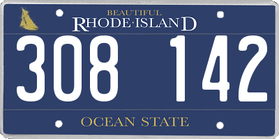 RI license plate 308142