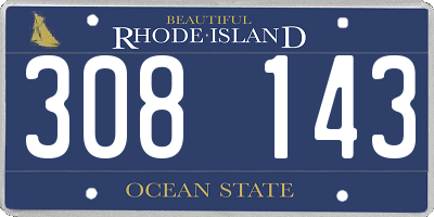 RI license plate 308143