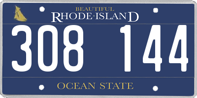 RI license plate 308144