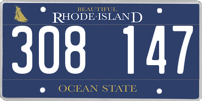 RI license plate 308147