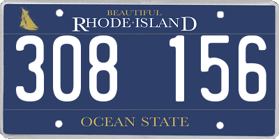 RI license plate 308156