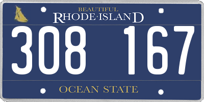 RI license plate 308167