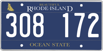 RI license plate 308172