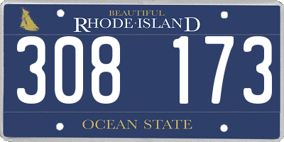 RI license plate 308173
