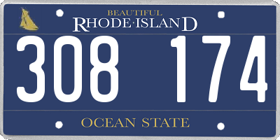RI license plate 308174
