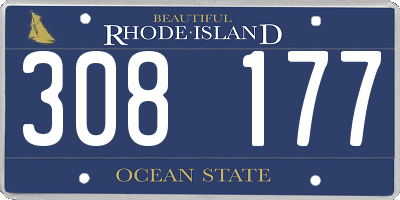 RI license plate 308177