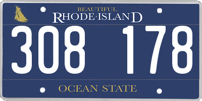 RI license plate 308178