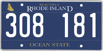 RI license plate 308181