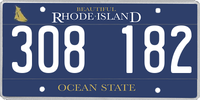 RI license plate 308182