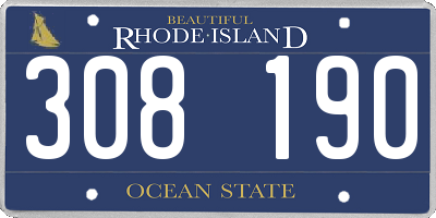 RI license plate 308190