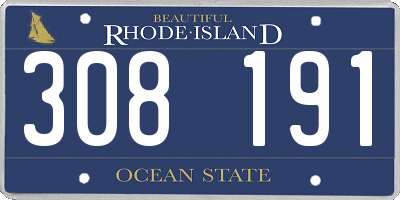 RI license plate 308191