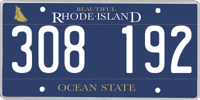 RI license plate 308192