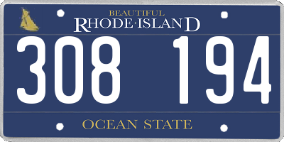 RI license plate 308194