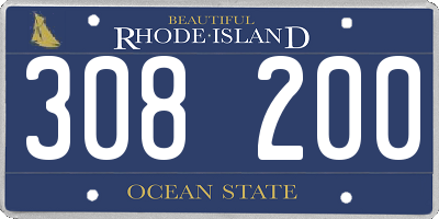 RI license plate 308200