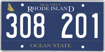 RI license plate 308201