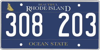 RI license plate 308203