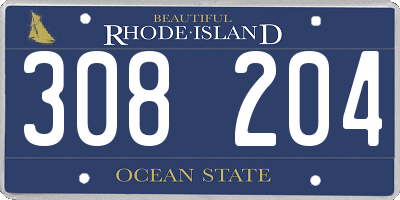 RI license plate 308204