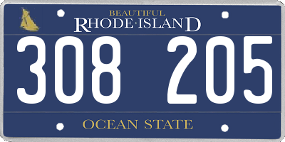RI license plate 308205