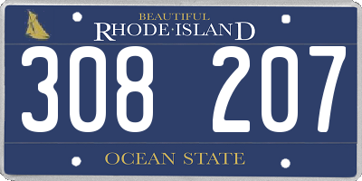 RI license plate 308207