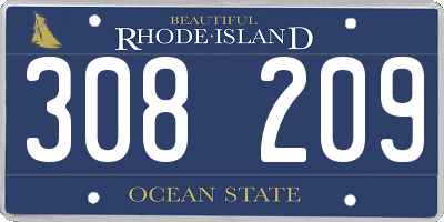 RI license plate 308209