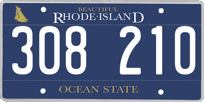 RI license plate 308210