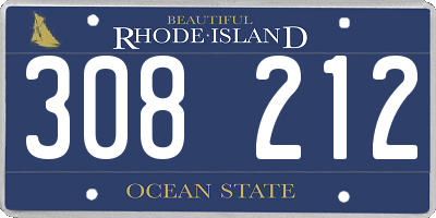RI license plate 308212