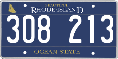 RI license plate 308213
