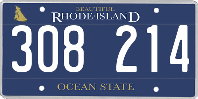 RI license plate 308214