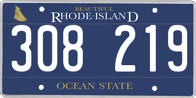 RI license plate 308219