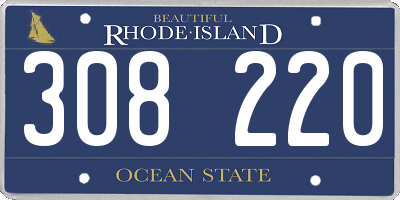 RI license plate 308220